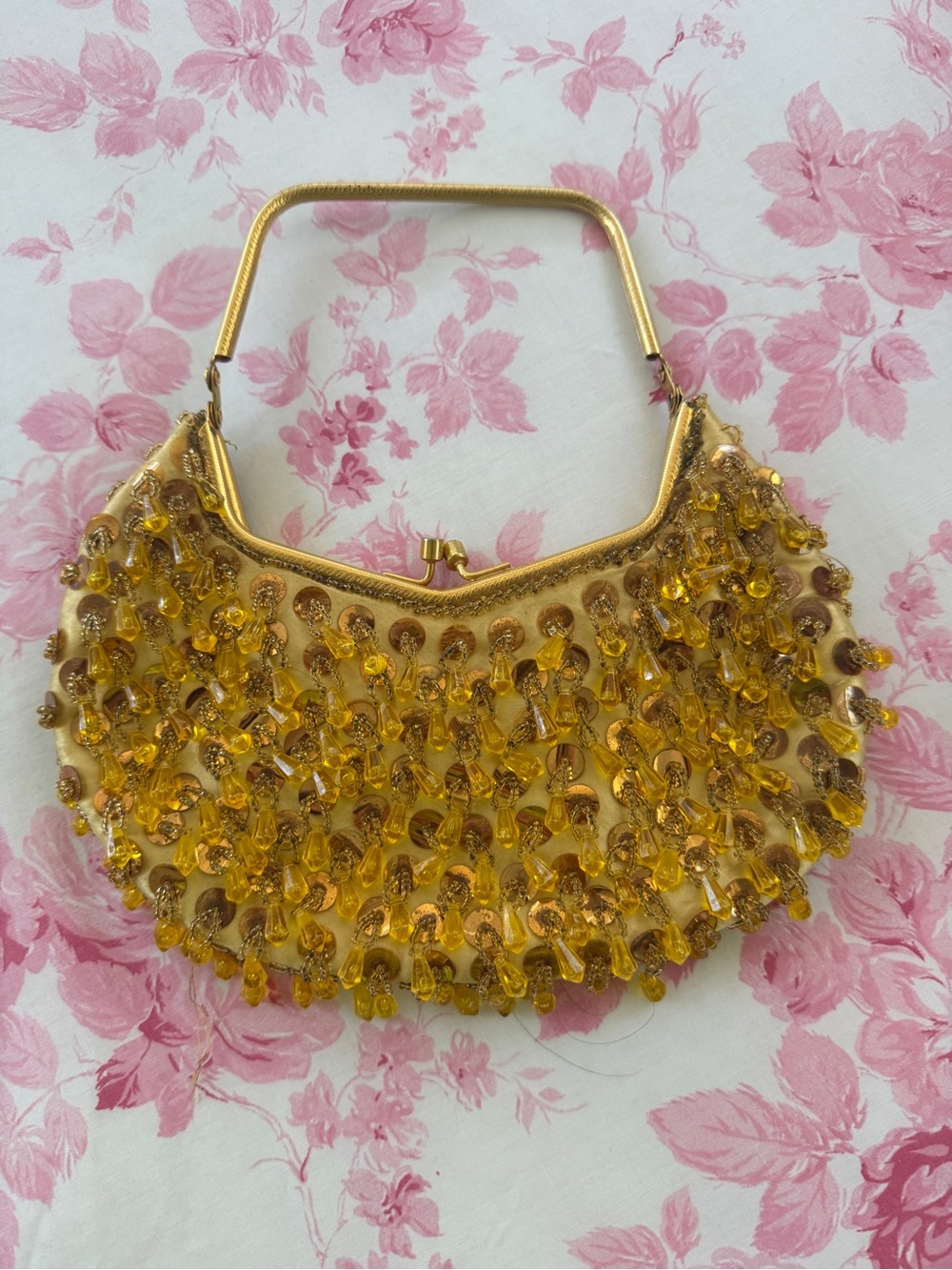 Gold Beaded Evening Handbag